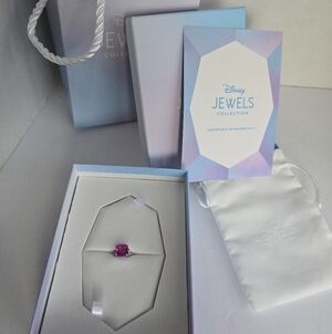 Disney Jewels Pink Sapphire Cocktail Ring Size 7 New
